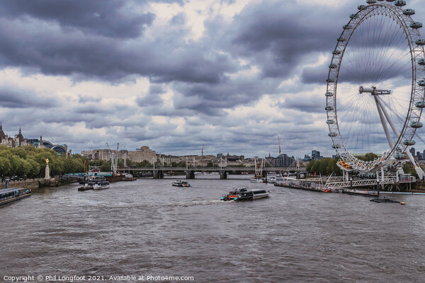 A cloudy day on the River Thames London Picture Board by Phil Longfoot