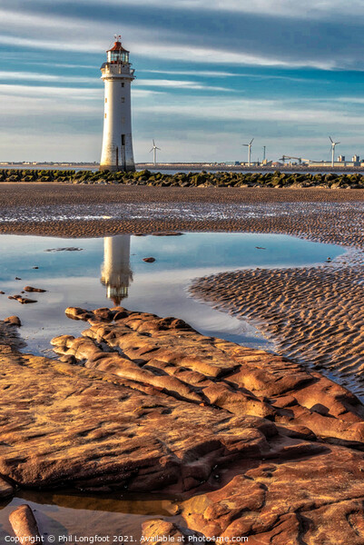 New Brighton Lighthouse Reflection Picture Board by Phil Longfoot