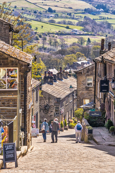 Haworth Steep Street Yorkshire Picture Board by Phil Longfoot