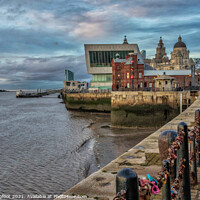 Buy canvas prints of Dusk on the Mersey and quayside by Phil Longfoot