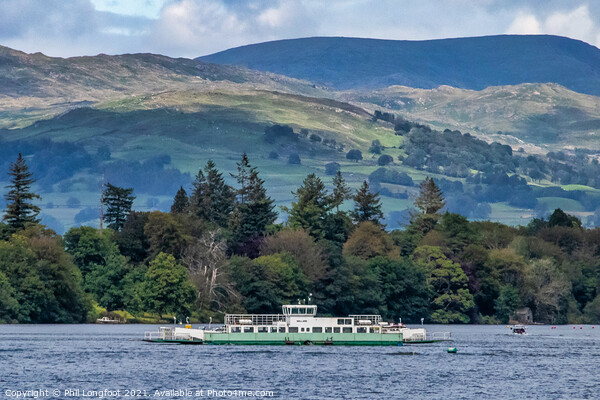 Cable pulled boat on Lake Windermere Picture Board by Phil Longfoot