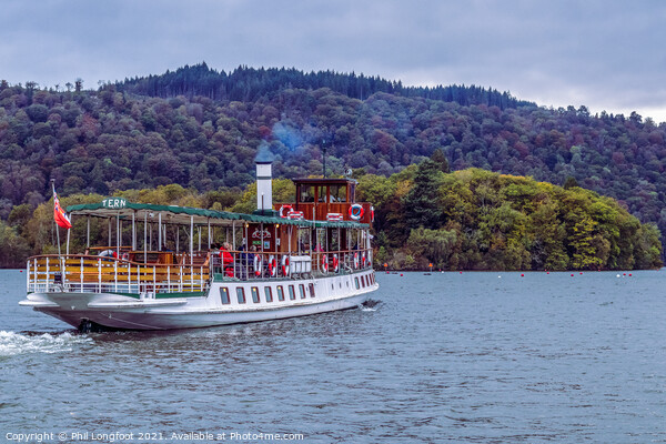 Lake Windermere ferry leaving Bowness on Windermer Picture Board by Phil Longfoot