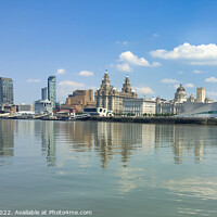 Buy canvas prints of Liverpool Famous Waterfront reflecting on the River Mersey  by Phil Longfoot