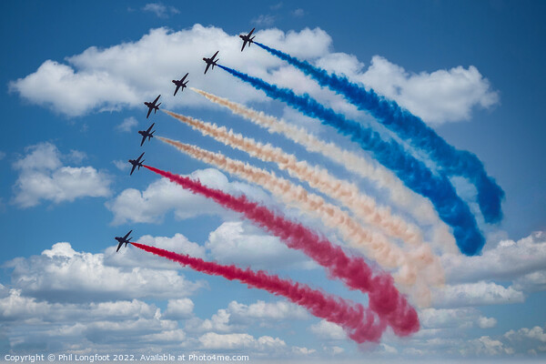Multicoloured trails by the Red Arrows Picture Board by Phil Longfoot