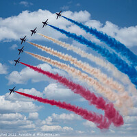 Buy canvas prints of Multicoloured trails by the Red Arrows by Phil Longfoot