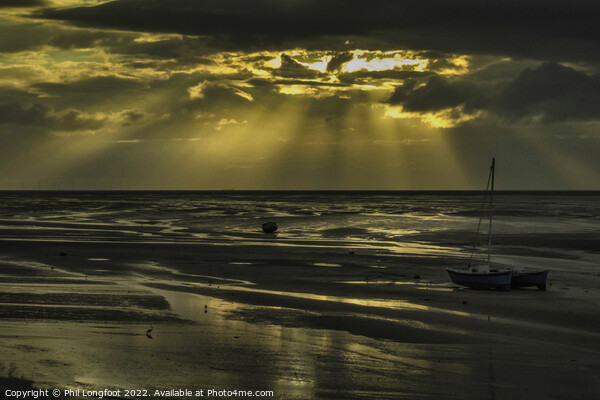 Sunbeams over coast of Wirral Picture Board by Phil Longfoot