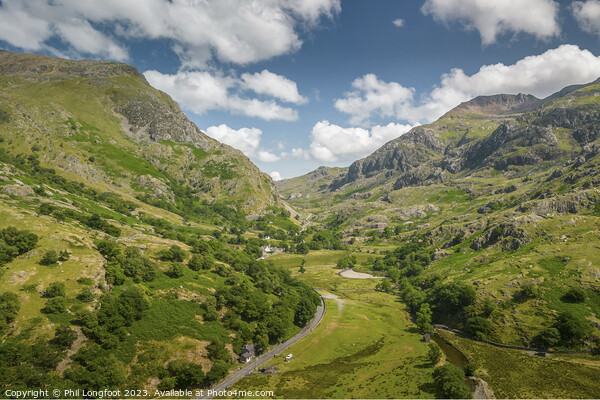 Nant Peris at the beginning of Llanberis Pass Snowdonia Picture Board by Phil Longfoot