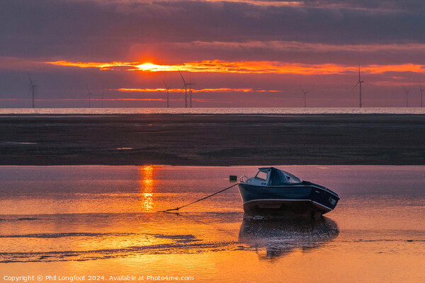 Golden sunset over a Wirral beach Picture Board by Phil Longfoot