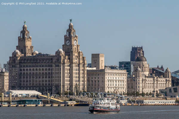 Mersey Ferry with the famous Liverpool Waterfront  Picture Board by Phil Longfoot