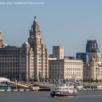 Buy canvas prints of Mersey Ferry with the famous Liverpool Waterfront  by Phil Longfoot
