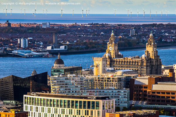 Liverpool City Centre and Wirral from roof of Cathedral  Picture Board by Phil Longfoot