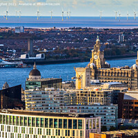 Buy canvas prints of Liverpool City Centre and Wirral from roof of Cathedral  by Phil Longfoot