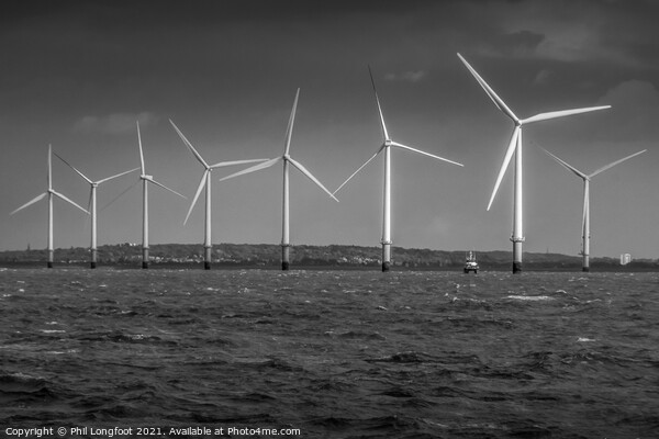 Windfarm in Liverpool Bay  Picture Board by Phil Longfoot