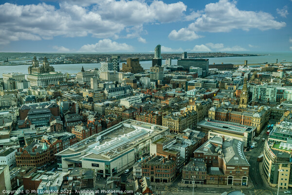 Liverpool City Centre from 450 feet in the air Picture Board by Phil Longfoot