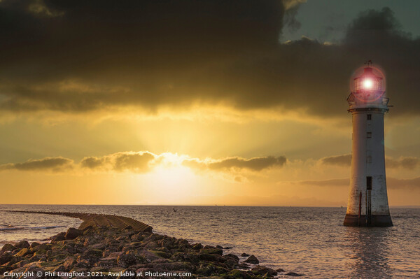 New Brighton Lighthouse Sunset Picture Board by Phil Longfoot