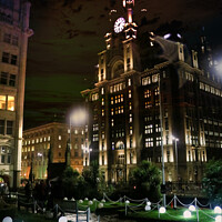Buy canvas prints of Royal Liver Building lit up by Phil Longfoot