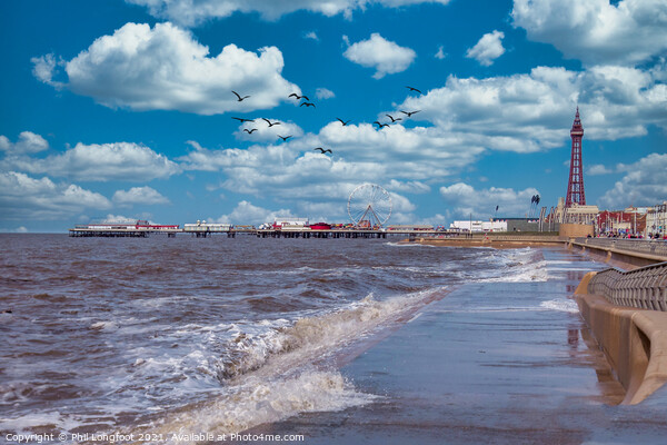 Windy day Blackpool Promenade  Picture Board by Phil Longfoot