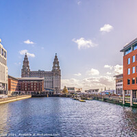 Buy canvas prints of Princes Dock Liverpool looking towards Royal Liver Building by Phil Longfoot