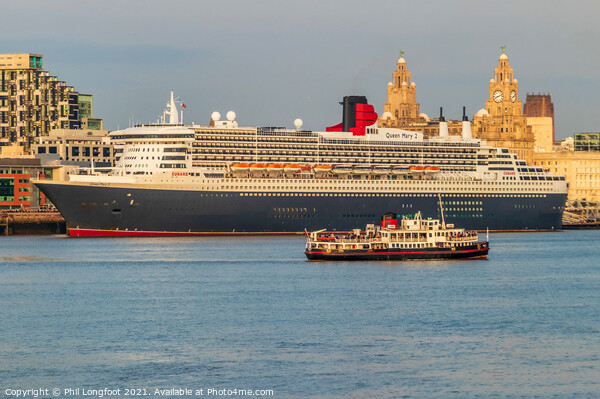 Queen Mary 2 berthed at Liverpool Famous Waterfront  Picture Board by Phil Longfoot