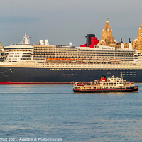 Buy canvas prints of Queen Mary 2 berthed at Liverpool Famous Waterfront  by Phil Longfoot