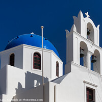 Buy canvas prints of Santorini Church Dome and Bell Tower. by Ron Thomas