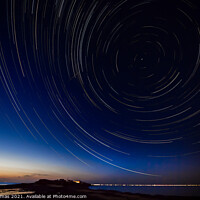 Buy canvas prints of Hilbre Island Star Trails. by Ron Thomas