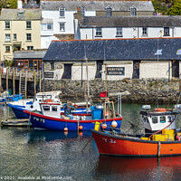 Buy canvas prints of Fishing boats at Polperro, Cornwall by Jim Monk