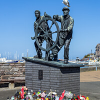 Buy canvas prints of The Man and Boy Statue, Brixham by Jim Monk