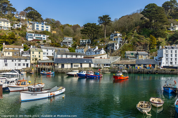 The inner harbour at Polperro in Cornwall Picture Board by Jim Monk