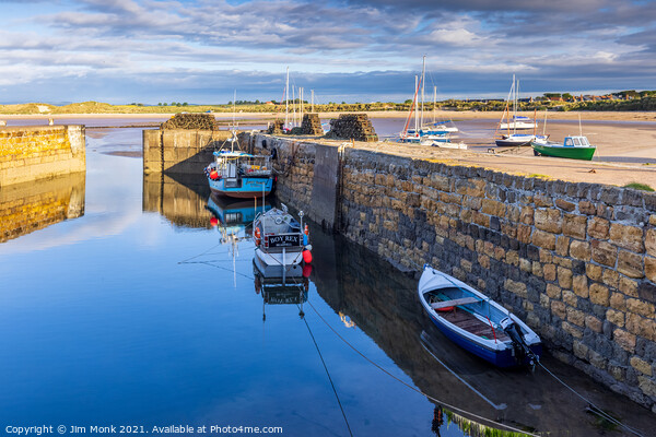 Beadnell Harbour Reflections Picture Board by Jim Monk