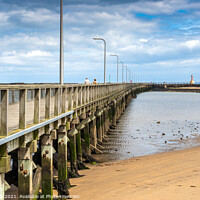 Buy canvas prints of Amble pier and lighthouse by Jim Monk