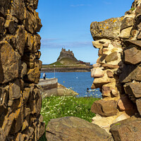 Buy canvas prints of Lindisfarne Castle through the wall by Jim Monk