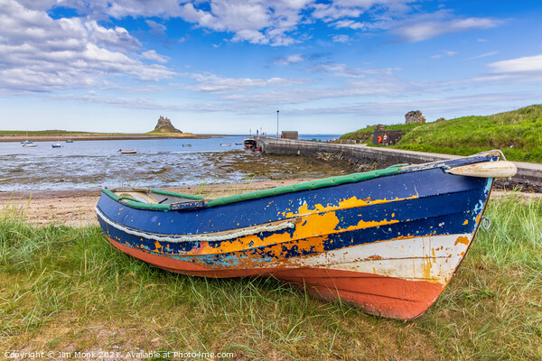 Old boat at Holy Island Picture Board by Jim Monk