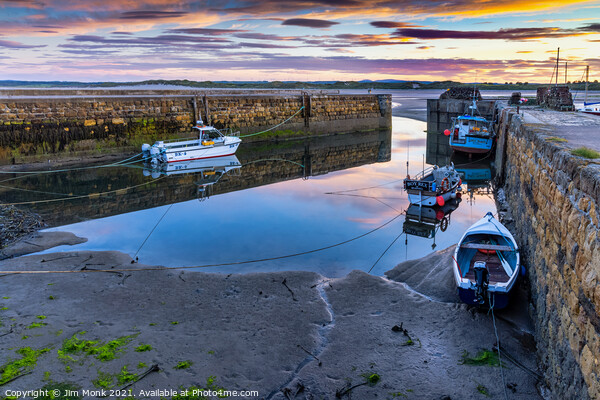 Beadnell Harbour Sunset Picture Board by Jim Monk