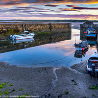 Buy canvas prints of Beadnell Harbour Sunset by Jim Monk