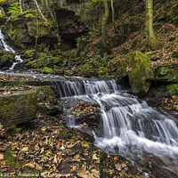 Buy canvas prints of Lumsdale Falls by Jim Monk