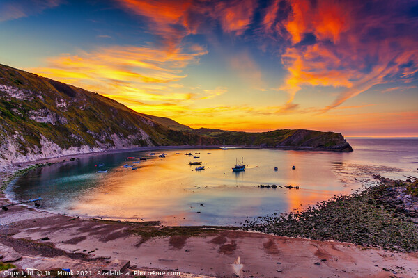 Lulworth Cove Sunrise Picture Board by Jim Monk
