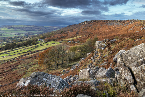 Curbar Edge from Baslow Edge Picture Board by Jim Monk