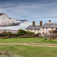 Buy canvas prints of Coastguard Cottages & The Seven Sisters by Jim Monk