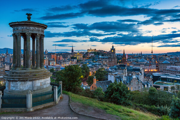 Edinburgh skyline at twilight Picture Board by Jim Monk