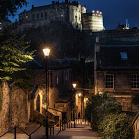 Buy canvas prints of The Vennel and Edinburgh Castle by Jim Monk