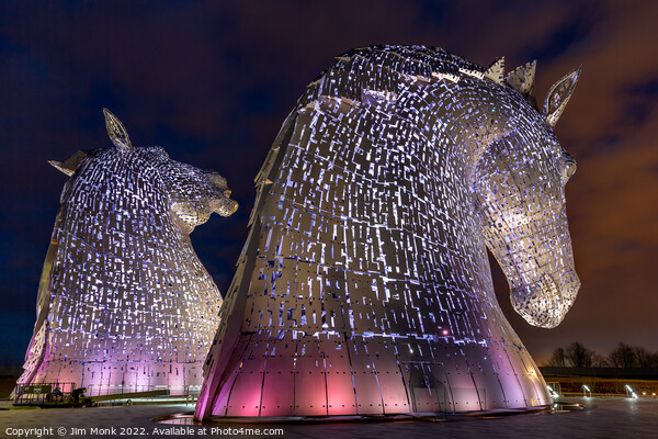 The Kelpies At Night Picture Board by Jim Monk