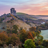 Buy canvas prints of Corfe Castle Sunrise by Jim Monk