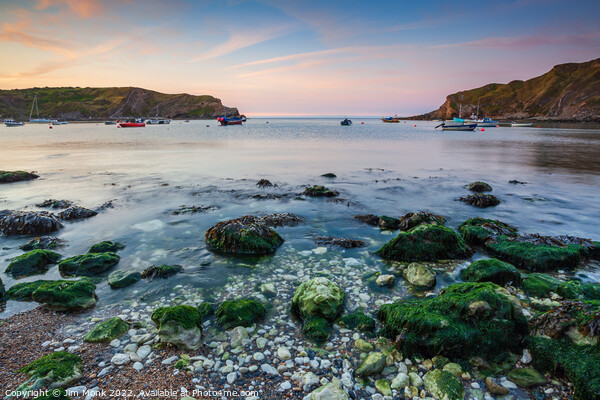 Sunrise at Lulworth Cove  Picture Board by Jim Monk