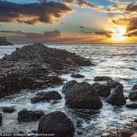 Buy canvas prints of Giant's Causeway at Sunset by Jim Monk