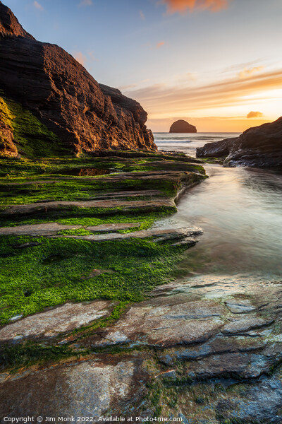 Trebarwith Strand Sunset, Cornwall Picture Board by Jim Monk