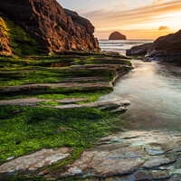 Buy canvas prints of Trebarwith Strand Sunset, Cornwall by Jim Monk