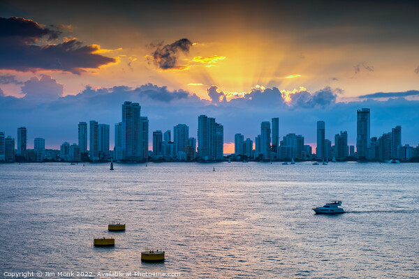 Sunset over Cartagena Picture Board by Jim Monk