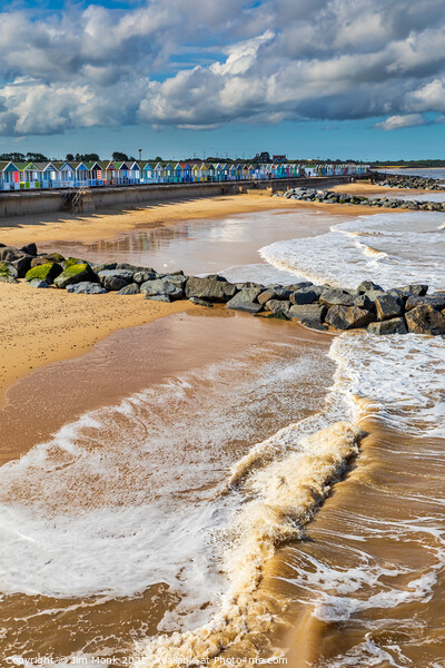 Southwold beach and rock groynes Picture Board by Jim Monk
