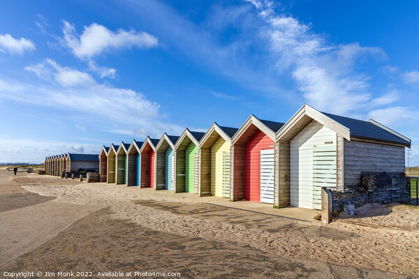 Beach Huts at Blyth  Picture Board by Jim Monk